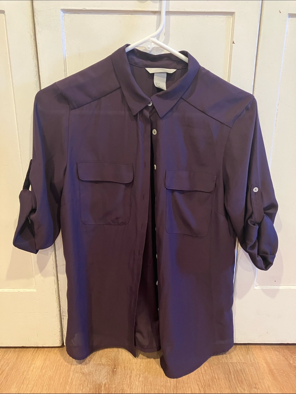 H&M Men's Plum Button-Down Casual Shirt